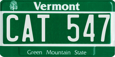 VT license plate CAT547