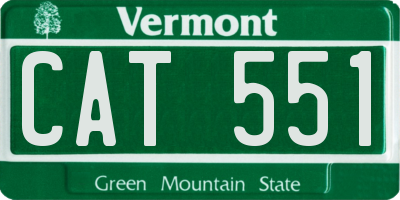 VT license plate CAT551