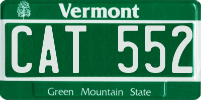 VT license plate CAT552