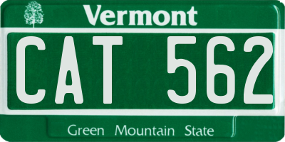 VT license plate CAT562