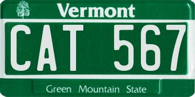 VT license plate CAT567