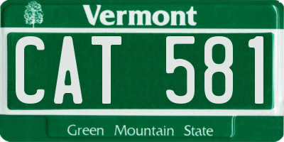 VT license plate CAT581