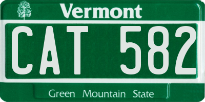 VT license plate CAT582