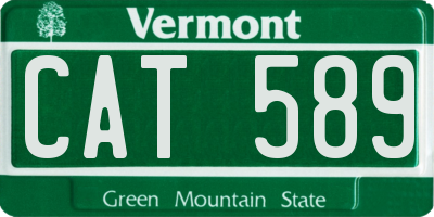 VT license plate CAT589