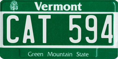 VT license plate CAT594