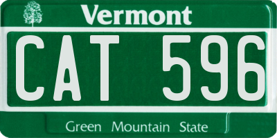 VT license plate CAT596