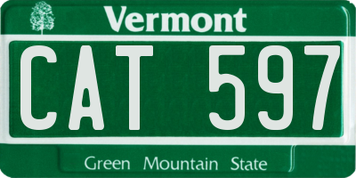 VT license plate CAT597