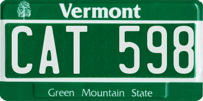VT license plate CAT598