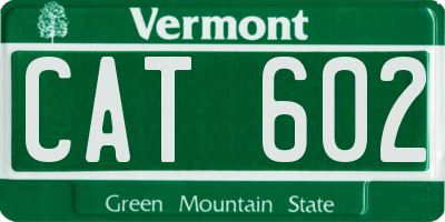 VT license plate CAT602