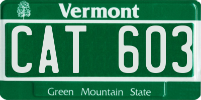VT license plate CAT603