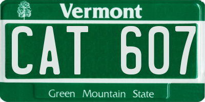 VT license plate CAT607