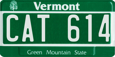 VT license plate CAT614