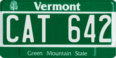 VT license plate CAT642