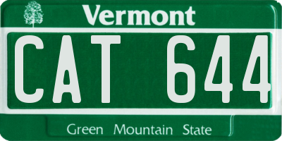 VT license plate CAT644