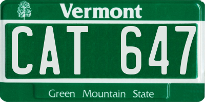 VT license plate CAT647