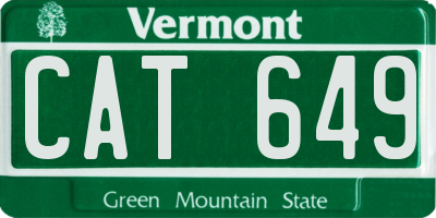 VT license plate CAT649