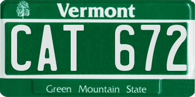VT license plate CAT672