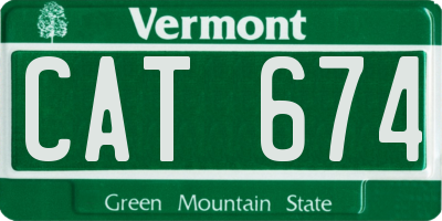 VT license plate CAT674