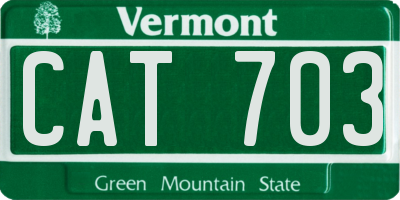 VT license plate CAT703