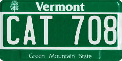 VT license plate CAT708