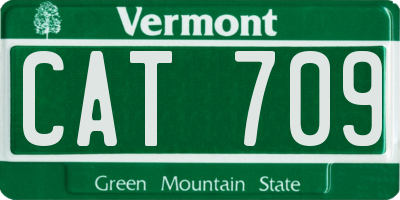 VT license plate CAT709