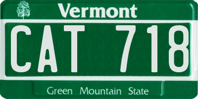 VT license plate CAT718
