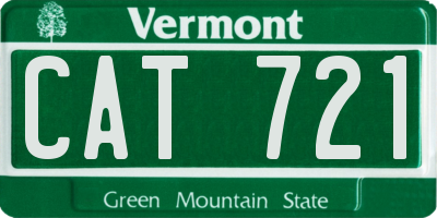 VT license plate CAT721