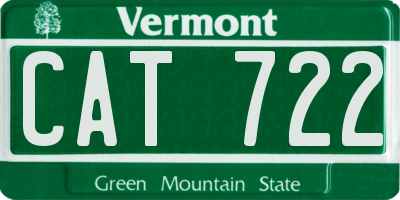 VT license plate CAT722
