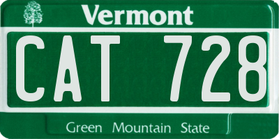 VT license plate CAT728