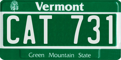VT license plate CAT731