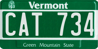 VT license plate CAT734