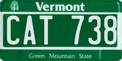 VT license plate CAT738