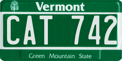 VT license plate CAT742