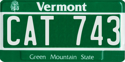 VT license plate CAT743