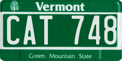 VT license plate CAT748