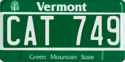 VT license plate CAT749