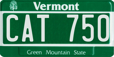 VT license plate CAT750