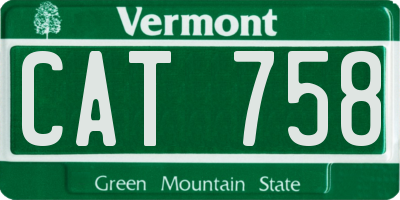 VT license plate CAT758