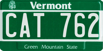 VT license plate CAT762