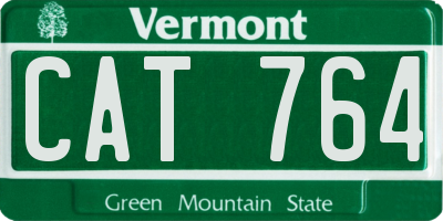 VT license plate CAT764