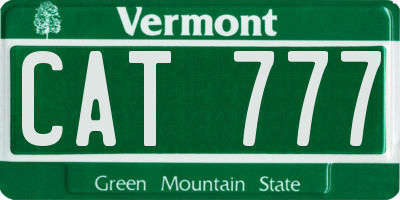 VT license plate CAT777