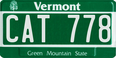VT license plate CAT778