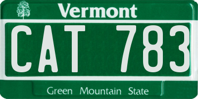 VT license plate CAT783