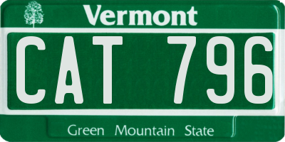 VT license plate CAT796