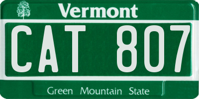 VT license plate CAT807