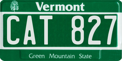 VT license plate CAT827
