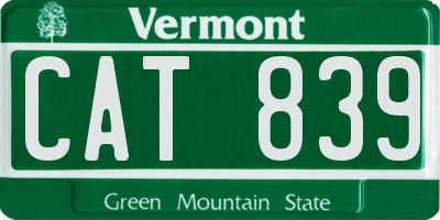 VT license plate CAT839