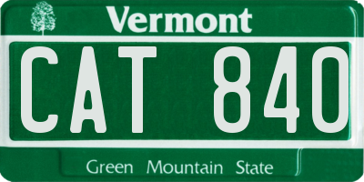 VT license plate CAT840