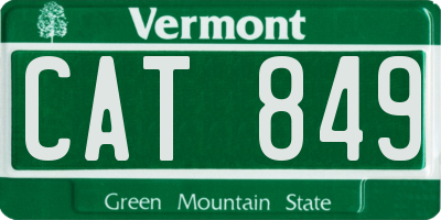 VT license plate CAT849
