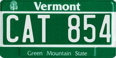VT license plate CAT854